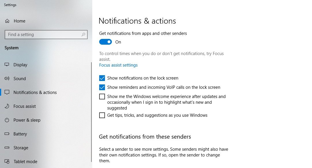 Deactivating Windows 10 Tips